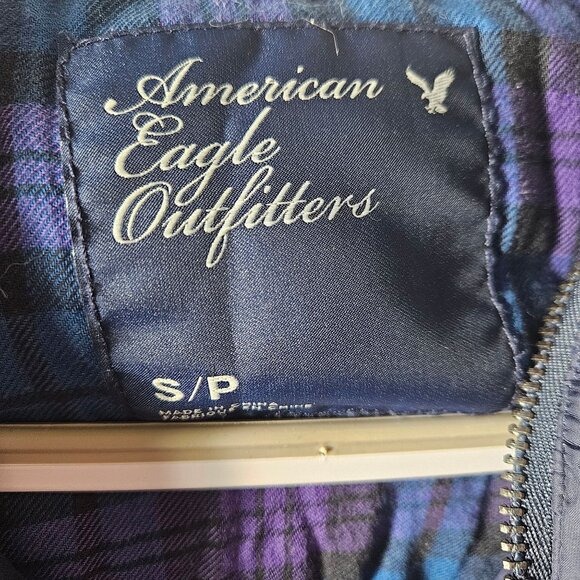 American Eagle Outfitters Mens Puffer Vest Navy Blue S/P Quilted Sleeveless Jack - Picture 5 of 8